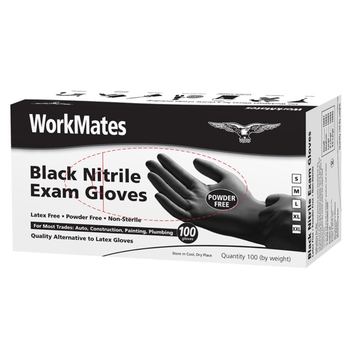 WorkMates+ Black Nitrile Gloves