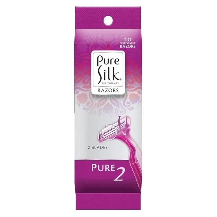 Pure Silk Twin-Blade Disposable Razor, 10 EA