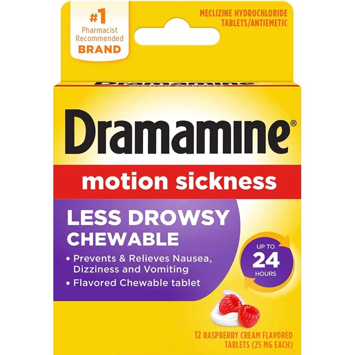 Dramamine Motion Sickness Relief Raspberry Cream Chewable 25 mg