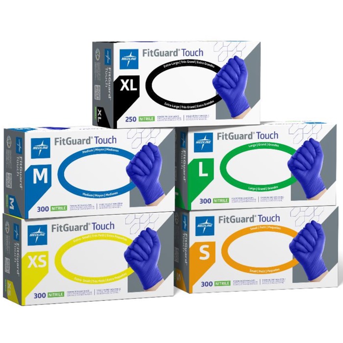 Medline FitGuard Touch Powder-Free Nitrile Exam Gloves