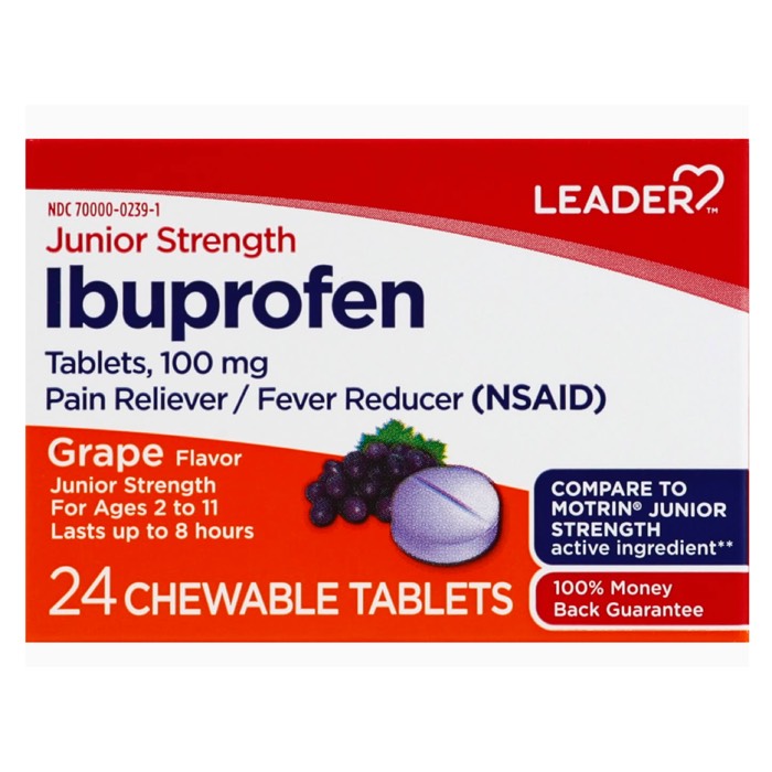 Leader Junior Strength Ibuprofen Chewable Tablets