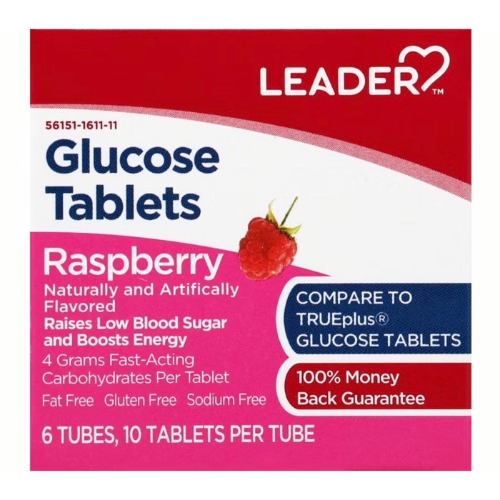 Leader Glucose Raspberry Chewable Tablets