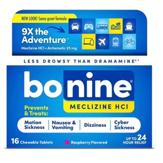 Bonine Adult Motion Sickness Raspberry Chewables 25 mg