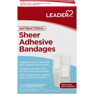 Leader Antibacterial Sheer Adhesive Bandage Assorted Sizes