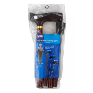 Carex Red Adjustable T-Handle Folding Cane